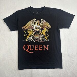 Queen Crest Black Short Sleeve Graphic Band Shirt Men's Small Crew Neck
